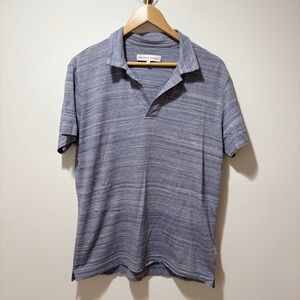 Orlebar Brown Sebastian Polo 100% Cotton Size Large Blue Gray Stripe Preppy